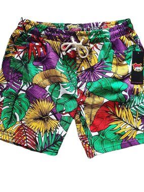 Good Vibes Drill Clothing Co Shorts Mens Large L Floral Tropical Chino 6" Inseam